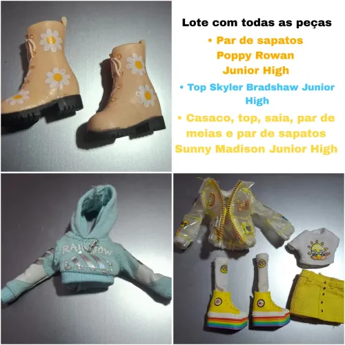 Lote de roupas para bonecas Rainbow High Skyler, Sunny & Poppy