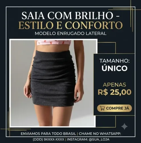 Saia preta com brilho