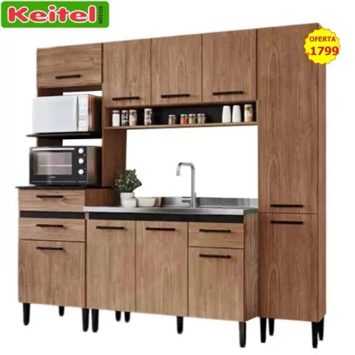 Cozinha Modulada Giovana 4 Peças Freijó / Preto