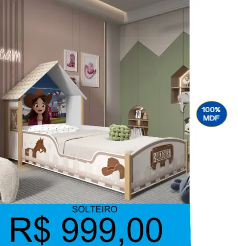 CAMA INFANTIL ADESIVADA MODELO CASINHA = COMPRE HOJE E RECEBA EM ATE 72H