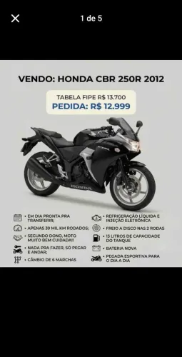 Vendo CBR 250R 2012