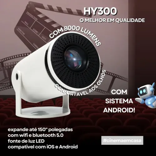 Projetor Portátil 4k Hd Android 11.0 Smart Wifi 5g Bluetooth Branco 127/220v