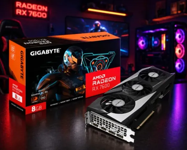 Placa De Vídeo Gigabyte AMD Radeon RX 7600 Gaming OC, 8GB, GDDR6, FSR, Ray Tracing