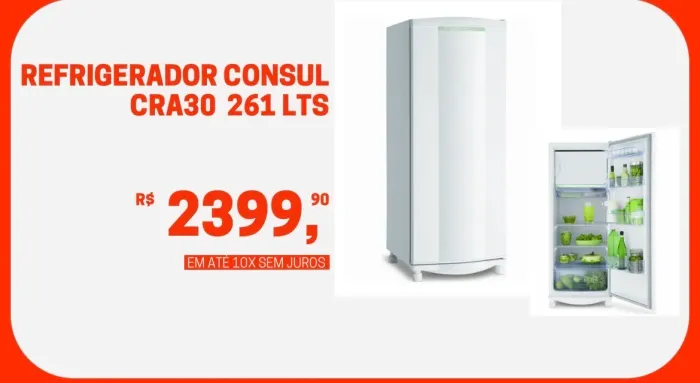 Geladeira Consul CRA30 - 261 Litros - Branca - Nova!