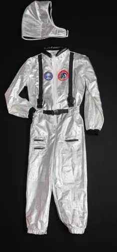 Fantasia de Astronauta Prateada Completa - Macacão + Capacete
