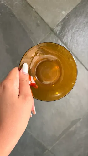 conjunto 7 xícaras e pires duralex âmbar