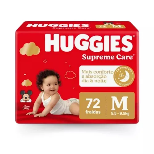 Fralda Huggies Supreme Care M 72 Unidades.