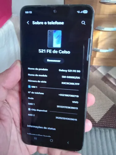 SAMSUNG S21 FE 5G, NFC, 128GIGAS 6 RAM.<br>SÓ NÃO ESTA FUNCIONANDO A DIGITAL. ZAP * 