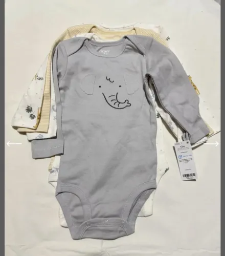 Kit 4 Bodies Carter's Bebê 12m Manga Longa