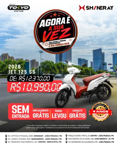 Shineray Jet 125 SS 2026 - Financie 100% Sem Entrada 