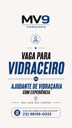 Vidraceiro ou Ajudante de Vidraçaria com Experiência - São José dos Campos