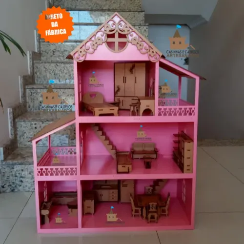 Casinha de Boneca 87 cm Montada e Pintada