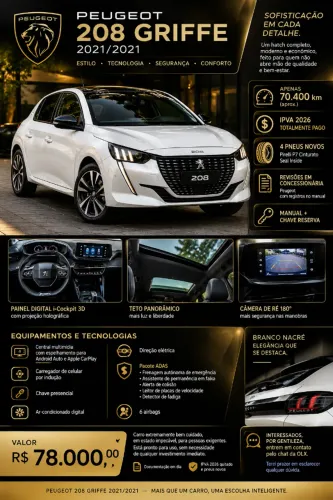 Peugeot 208 Griffe 1.6 Flex 16V 5P Aut. 2021
