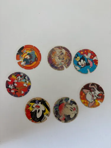 Lote 7 Tazos Animaniacs Arma e Voa Elma Chips 1997