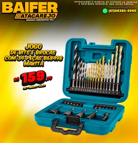 Jogo de Bits e Brocas Com 34 Peças B68498 Makita