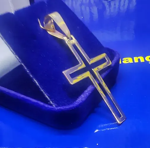 Pingente Cruz Ouro 18 Kilates Peso 2.00 Gramas 35 mm
