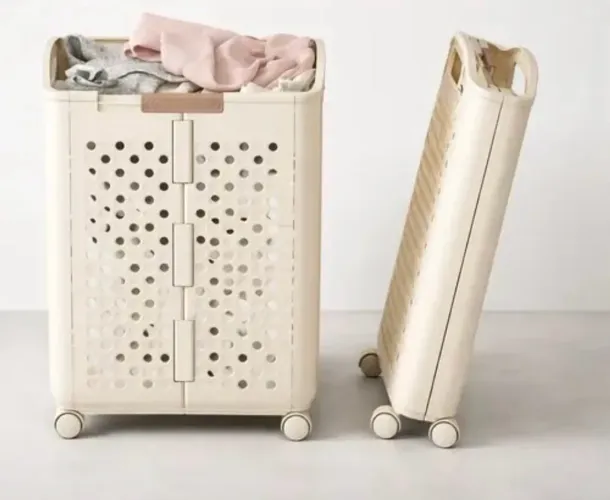 Cesto de roupa dobrável com Rodas