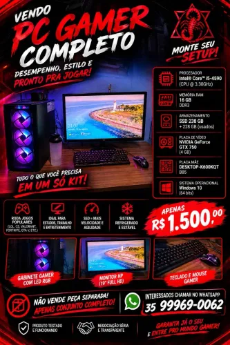 Pc gamer i5-4590 Completo 