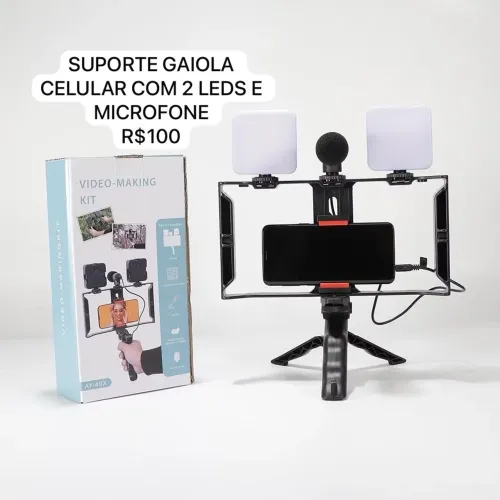 SUPORTE GAIOLA COM 2 LEDS E MICROFONE