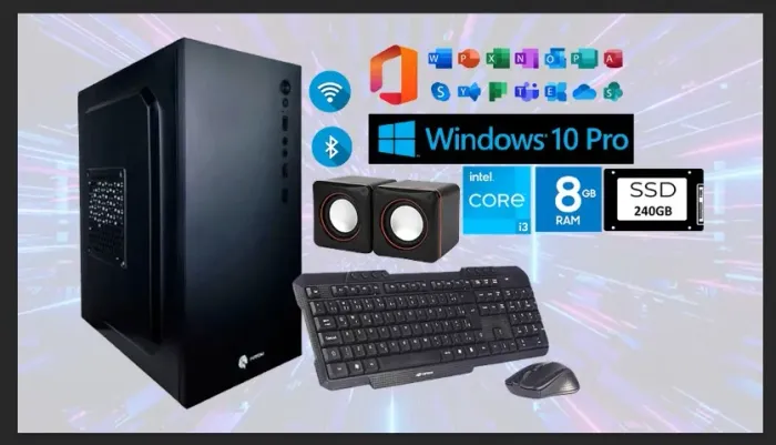 Pc Computador Intel I3 8GB 240GB Ssd com teclado e mouse + caixa de som