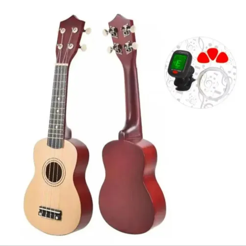 Ukulele soprano, capa, afinador e 3 palhetas