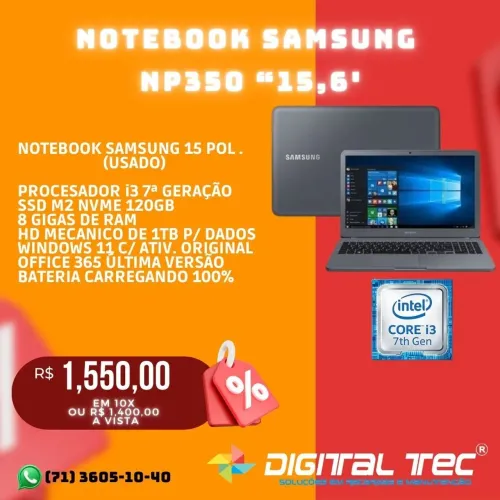 Notebook Samsung NP350XAA "15.6"