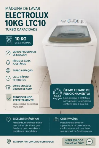Máquina de Lavar Electrolux 10kg