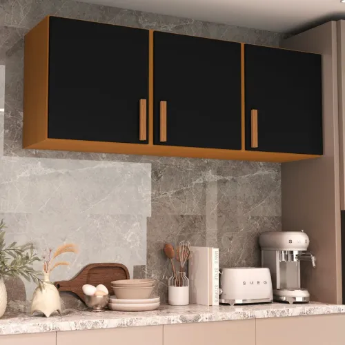 Armário Aéreo 3 Portas 120cm - Multiuso Cozinha/Quarto