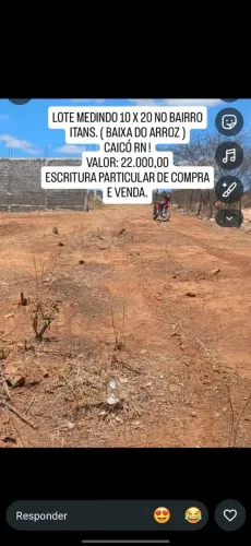 Vende-se terrenos 10x20 bairro itans, Caicó-RN