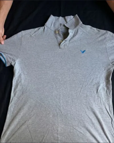 Camisa Polo American Eagle Original Cinza Tam M