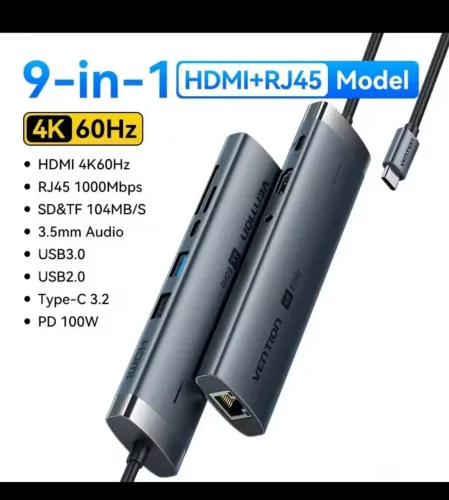 Docking Station Hub USB Vention Type-C 9 em 1