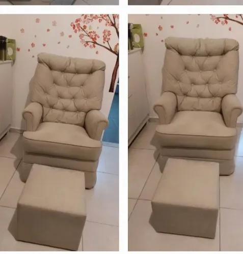 Poltrona amamentação, com balanço.Acompanha o puff
