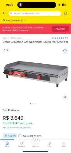 Chapa Croydon A Gás Queimador Gaveta (100 Cm) Fg10