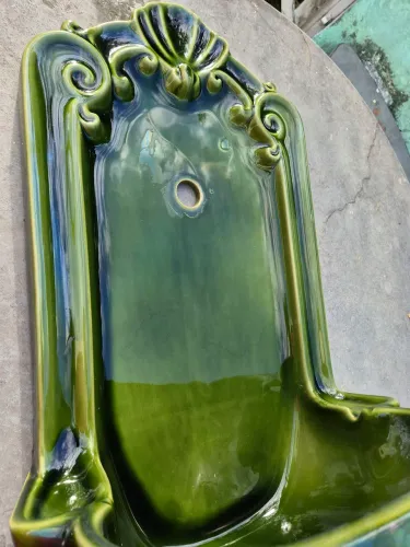 Lavatório Oratório Antigo Celite Verde - Perfeito Estado (Pia Retrô / Fonte de Jardim)