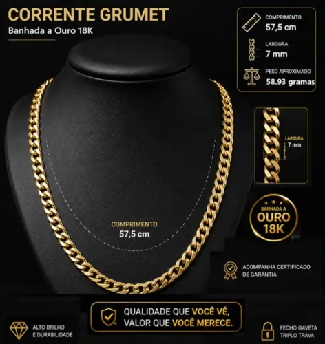 Corrente banhada a Ouro 18k
