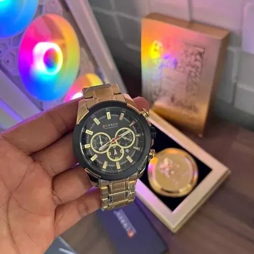 Relógio Masculino Curren Dourado Original - Estilo Luxo
