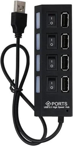 Hub USB 2.0 de 4 Portas com Interruptores Individuais e LED