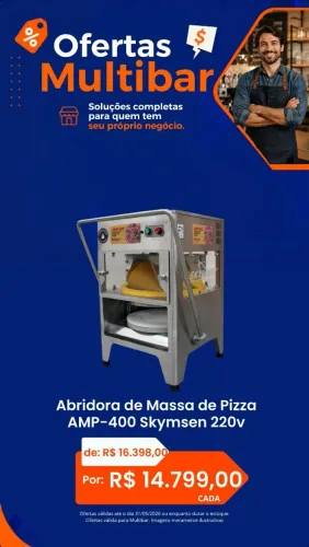 ABRIDORA DE MASSA DE PIZZA AMP -400 SKYMSEN 