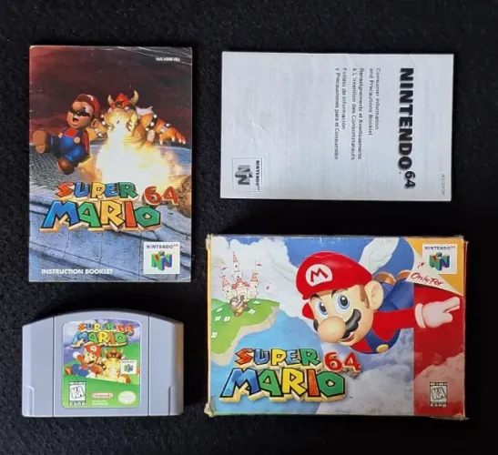 SUPER MARIO 64 Com Caixa, Manual e Encartes - COLECIONADOR CIB - Nintendo 64