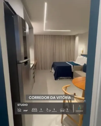STUDIO 25m² MOBILIADO DECORADO CLIMATIZADO GARAGEM INFRA VENDE CORREDOR DA VITÓRIA