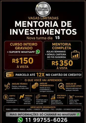 Faço Mentoria em investimentos 