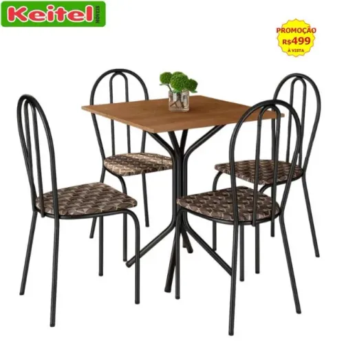 Mesa Quadrada Thais Com 4 Cadeiras