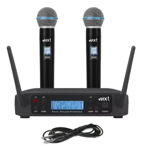 Microfone Duplo De Mão Recarregável mxd4-bt58