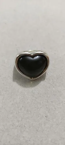Anel Coração Preto Feminino Elegante Prata Fashion Premium