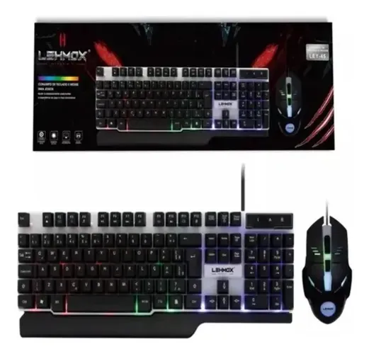 Kit Teclado e Mouse Gamer USB RGB LEHMOX - LEY-45