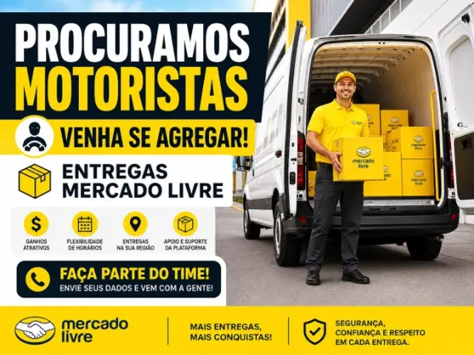 PROCURAMOS MOTORISTAS PARA ENTREGAS MERCADO LIVRE! Veiculo e combustivel por nossa conta.
