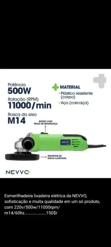 Esmerilhadeira lixadeira elétrica NEVVO profissional
