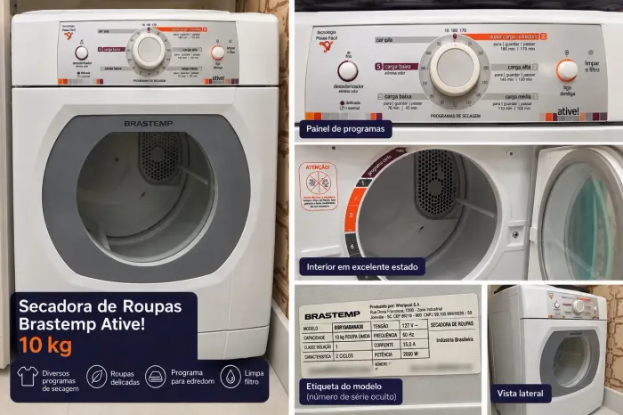 Secadora de Roupas Brastemp Ative! 10 kg - Pouquíssimo Uso