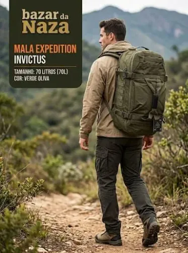 Mochila Tática Invictus Expedition 70L verde oliva - NOVA!