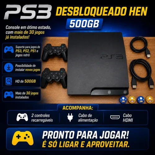 PS3 DESBLOQUEADO SLIM - 500GB